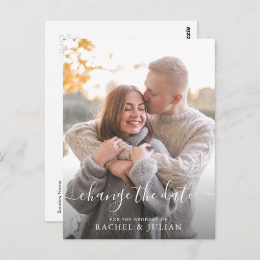 Carte Postale Joli script blanc changer la date (Devant / Derrière)