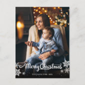 Carte Postale Joli script blanc photo flocon de Noël Christmas (Devant)