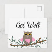 Carte Postale Joli script de vœux de rétablissement Chouette ros (Devant / Derrière)