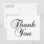 Carte Postale Joli Script Merci Noir et Blanc (Devant / Derrière)