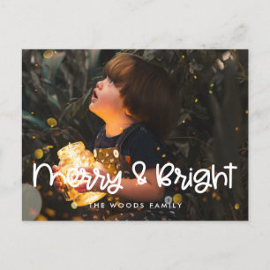 Carte Postale Joli script Merry et Bright Holiday photo