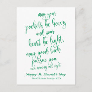 Carte Postale Joli Script Old Irish Blessing St. Patrick's Day