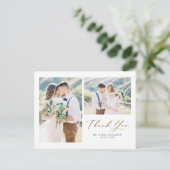 Carte Postale Joli Script Or Deux Collage Photo Merci (Debout devant)