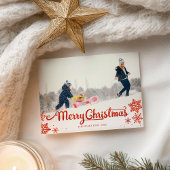 Carte Postale Joli script rouge photo Flocon de neige Noël