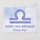 Carte Postale Joli signe de la Balance personnalisé violet joyeu (Devant)