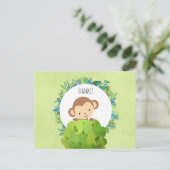 Carte Postale Joli singe derrière une fête de buisson Merci (Debout devant)