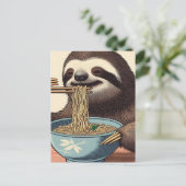 Carte Postale Joli Sloth Manger Ramen Bois Imprimer (Debout devant)