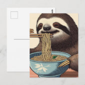 Carte Postale Joli Sloth Manger Ramen Bois Imprimer (Devant / Derrière)