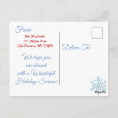 Carte Postale Joli Snowflakes Bleu Joyeux Noël Nouvel An (Dos)