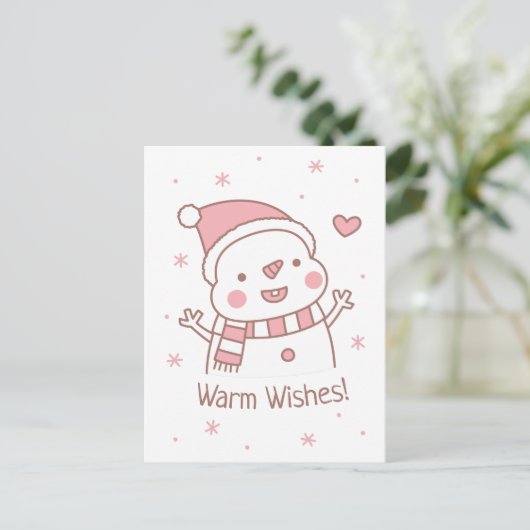 Carte Postale Joli Snowman Doodle Noël Salutation (Debout devant)