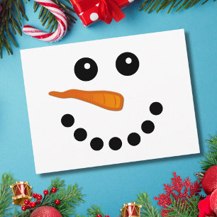 Carte Postale Joli Snowman Hiver Visage Festivals Cartoon