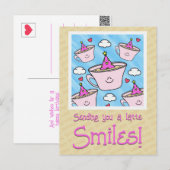 Carte Postale Joli sourire café Joyeux anniversaire amateur de c (Devant / Derrière)