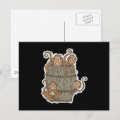 Carte Postale joli tonneau de singes (Devant / Derrière)