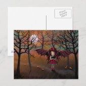 Carte Postale Joli Vampire d'Automne et Chat Noir (Devant / Derrière)