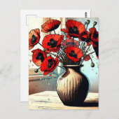 Carte Postale Joli Vase de Red Poppies (Devant / Derrière)
