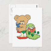 Carte Postale Joli ver luisant et ours lisant (Devant / Derrière)