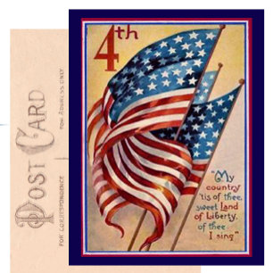 Carte Postale Joli Vintage 4 juillet Drapeau patriotique