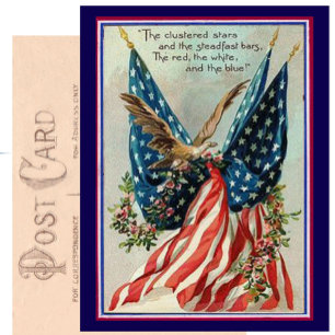 Carte Postale Joli Vintage 4 juillet Drapeau patriotique