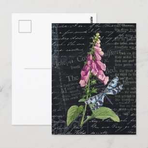 Carte Postale Joli Vintage Fleur & Papillon Botanique