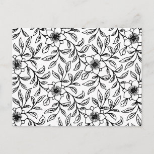 Carte Postale Joli Vintage noir & blanc Shabby Chic Flora