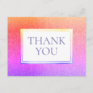 Carte Postale Joli violet métallisé rose arc-en-ciel Merci