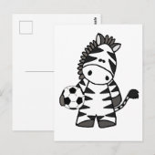 Carte Postale Joli Zebra Jouer au Soccer Dessin (Devant / Derrière)