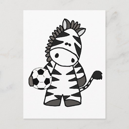 Carte Postale Joli Zebra Jouer au Soccer Dessin (Devant)