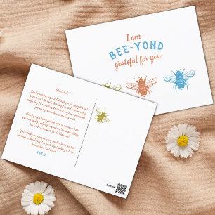 Carte Postale Jolie abeille à bandes jaunes Merci Appréciation