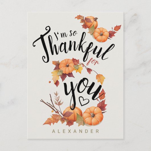 Carte Postale Jolie Action de grâce orange Citrouille amie recon (Devant)