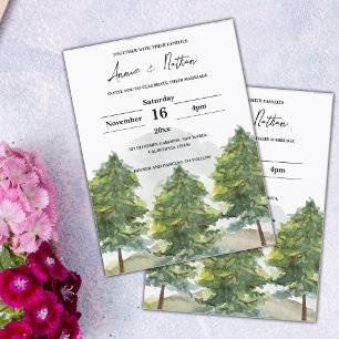 Carte Postale Jolie aquarelle Arbres Paysage Mariage Inviter