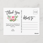 Carte Postale Jolie aquarelle Fleurs Script Merci photo (Dos)