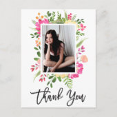 Carte Postale Jolie aquarelle Fleurs Script Merci photo (Devant)