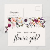 Carte Postale Jolie aquarelle Floral Flower Proposition Card (Devant / Derrière)