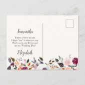 Carte Postale Jolie aquarelle Floral Flower Proposition Card (Dos)