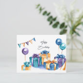 Carte Postale Jolie aquarelle Joyeux anniversaire (Debout devant)