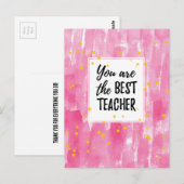 Carte Postale Jolie aquarelle rose Meilleur professeur apprécié (Devant / Derrière)
