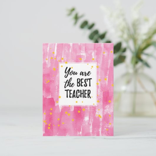 Carte Postale Jolie aquarelle rose Meilleure appréciation pour u (Debout devant)