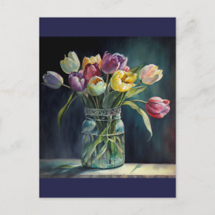 Carte Postale Jolie aquarelle tulipes