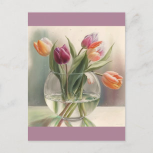 Carte Postale Jolie aquarelle tulipes