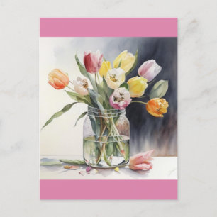 Carte Postale Jolie aquarelle tulipes