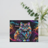 Carte Postale Jolie Art de Chat Coloré (Debout devant)