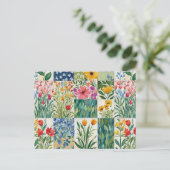 Carte postale jolie avec motif floral patchwork (Debout devant)