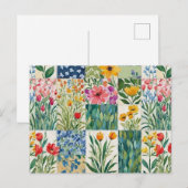 Carte postale jolie avec motif floral patchwork (Devant / Derrière)