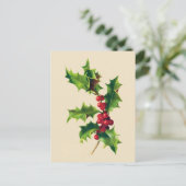 Carte Postale Jolie branche Holly Vintage (Debout devant)