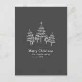 Carte Postale Jolie Chalk Arbres de Noël Noir Blanc (Devant)