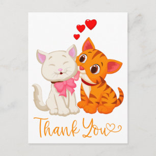 Carte Postale Jolie chatte moderne orange remerciement de mariag