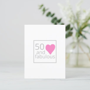 Carte Postale Jolie Cinquante et Fab rose Cinquantième anniversa