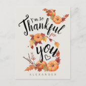 Carte Postale Jolie citrouille de Thanksgiving orange Grateful F (Devant)