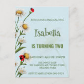 Carte Postale Jolie coccinelle à pois bleu daisy anniversaire en (Devant)