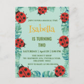 Carte Postale Jolie coccinelle à pois rouges Feuille de jungle A (Devant)